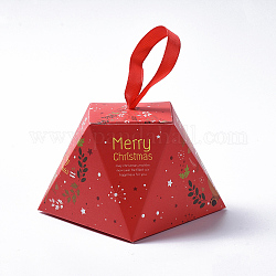 Christmas Gift Boxes, with Ribbon, Gift Wrapping Bags, for Presents Candies Cookies, Red, 8.1x8.1x6.4cm