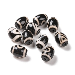 Tibetischen Stil dzi Perlen, natürliche Achat Perlen, gefärbt und erhitzt, Oval, 1 Auge, 13.5x10 mm, Bohrung: 1.2 mm