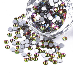 Cabujones de cristal rhinestone espalda plana, espalda plateada, medio redondo facetas, colorido, ss20, 4.6~4.8x2 mm, aproximamente 1440 unidades / bolsa