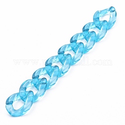 Cadenas de bordillo de acrílico transparente hechas a mano, sin soldar, el cielo azul, 39.37 pulgada (100 cm), link: 23x17x4.5 mm, 1 m / cadena