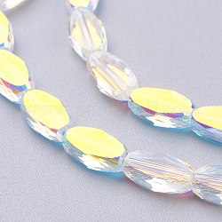 Perle di cristallo austriache imitazione di vetro, sfaccettato ovale, chiaro, 10x6x3.2mm, Foro: 0.8 mm