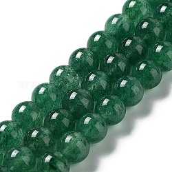 Природный зеленый бисер пряди клубники кварца, круглые, класс А, 8 мм, отверстие : 0.8 мм, около 49 шт / нитка, 15.55 дюйм (39.5 см)