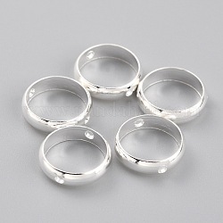 Rahmen aus Messingperlen, langlebig plattiert, runden Ring, 925 Sterling versilbert, 10x2.5 mm, Bohrung: 1.2 mm