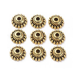 Tappi di metallo in stile tibetano, oro antico,  piombo & nichel & cadmio libero, 8mm di diametro, 3 mm di spessore, Foro: 2 mm, diametro interno: 5mm