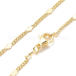 Латунные бордюрные цепочки с сердечным ожерельем для женщин, без кадмия и без свинца, реальный 18k позолоченный, 17.20 дюйм (43.7 см)