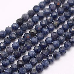 Chapelets de perles en saphir naturel, Grade a, facette, ronde, 3mm, Trou: 0.5mm, Environ 132 pcs/chapelet, 15.7 pouce (40 cm)