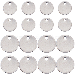 CREATCABIN 260Pcs 2 Style 304 Stainless Steel Charms, Stamping Blank Tag Pendants, Flat Round, Stainless Steel Color, 8~10x0.8~1mm, Hole: 1mm, 130pcs/style