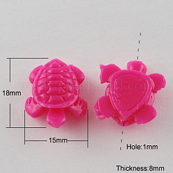 Resin Beads, Tortoise, Deep Pink, 18x15x8mm, Hole: 1mm