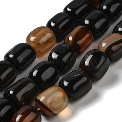 Chapelets de perles d'agate naturelle, teints et chauffée, colonne, noir, 15~16x11.5~13x11~13mm, Trou: 1.6mm, Environ 12 pcs/chapelet, 7.17~7.28'' (18.2~18.5 cm)