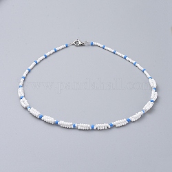 (Schmuckpartys im Fabrikverkauf) Halsketten mit Glasperlen, mit 304 Hummerkrallenverschluss aus Edelstahl und Pappkarton, Blau, 15.35 Zoll ~ 16.34 Zoll (39~41.5 cm)