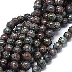 Chapelets de perles en chrysocolle naturelle, ronde, 10~10.5mm, Trou: 1mm, Environ 39 pcs/chapelet, 15.55 pouce (39.5 cm)