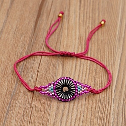 Браслет miyuki с плетением из бисера, Женский браслет для защиты от сглаза, средне фиолетовый красный, 11 дюйм (28 см)