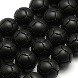 Naturfussball schwarze Steinperlen Stränge, Runde, 20 mm, Bohrung: 1 mm, ca. 12 Stk. / Strang, 16.1 Zoll
