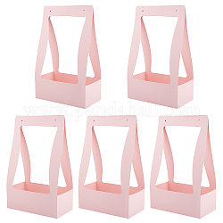 Nbeads boîte de papier pliable inspissate, boîte d'emballage cadeau portable, récipient de boîte de petit gâteau de gâteau de boulangerie, rectangle, rose, 22.2x11.9x35.4 cm