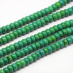 Natürliche Magnesit-Unterlegscheibe-Perlenstränge, gefärbt, lime green, 6x4 mm, Bohrung: 1 mm, ca. 115 Stk. / Strang, 15.74 Zoll