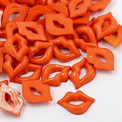 Acrylic Lip Shaped Cabochons, for Valentine's Day, Orange Red, 18x13x3.5mm