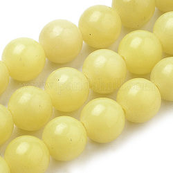 Chapelets de perles en jade citron naturel, ronde, 4mm, Trou: 0.7mm, Environ 90 pcs/chapelet, 15.7 pouce