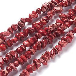 Fili di perle di diaspro imperiale naturale, tinto, pezzo, rosso, 6~10x5~8x4~6mm, Foro: 1.2 mm, circa 79pcs/filo, 15.75 pollice (40 cm)