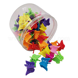 Niños accesorios para el cabello, pinzas para el cabello de la garra de plástico, mariposa, color mezclado, 17~18x18~19x21~22mm, 50 unidades / caja