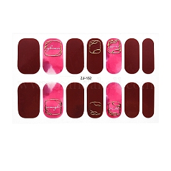 Full Wraps Nail Polish Stickers, Self-Adhesive, for Nail Decals Design Manicure Tips Decorations, Pale Violet Red, 14pcs/sheet