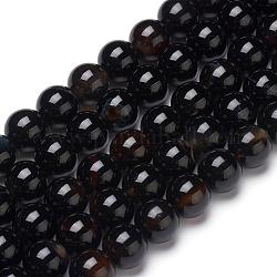 Natürliche schwarze Onyxperlenstränge, gefärbt und erhitzt, Klasse B, Runde, 8 mm, Bohrung: 1.2 mm, ca. 48 Stk. / Strang, 15.16 Zoll (38.5 cm)