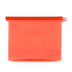 Reusable Food Silicone Sealed Bags, for Marinate Food & Fruit Cereal Travel Items Home Kitchen, Orange Red, 210x234x8mm, hole: 10mm