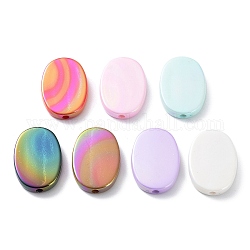 Placcatura uv perline acriliche iridescenti arcobaleno, ovale, colore misto, 30x21x5.5mm, Foro: 2.8 mm