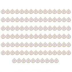 Позолоченные подвески из эмалевого сплава, эмалированные блестки, плоско-круглые, белые, буква f, 14x12x2 мм, отверстие : 1.5 мм, 100 шт / коробка