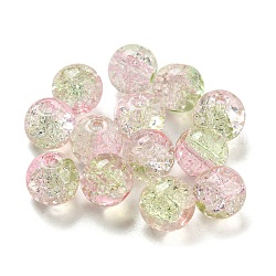 Transparente Sprühlackierung mit Crackle-Glasperlen, Runde, rosa, 8 mm, Bohrung: 1.6 mm, 300 Stück / Beutel