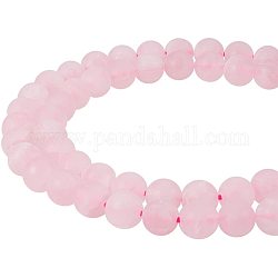 PandaHall Elite Frosted Natural Rose Quartz Bead Strands For Jewelry Making, Round, 8mm, Hole: 1mm, about 51 pcs/strand,about 15.3inchs
