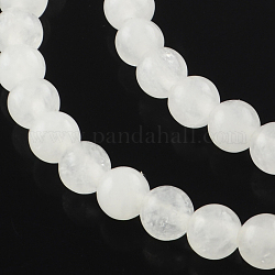 Gefärbt natürlichen Jade runde Perle Stränge, weiß, 8 mm, Bohrung: 1 mm, ca. 48 Stk. / Strang, 14.9 Zoll