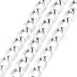 Les mailles chaînes en aluminium tordu, chaînes de coupe de diamant, facette, avec bobine, couleur argentée, 10x6.5x1.8mm