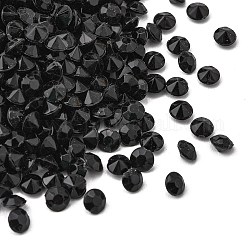 Cabochons de dos pointus de strass d'imitation acrylique de Taiwan, facette, diamant, noir, 4.5x3mm