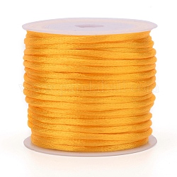 Нейлоновый шнур, атласный шнур, для изготовления украшений из бисера, китайское вязание, золотые, 1.5 мм, около 16.4 ярда (15 м) / рулон