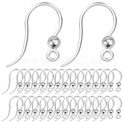 SUNNYCLUE 1 Box 80Pcs Plastic Earring Hook French Earring Hooks Ball Dot Silver Clear Safety Fish Hooks Earring Wires for Jewellery Making Women Beginners DIY Dangle Earrings Crafts Supplies, Silver