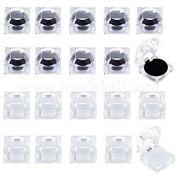 Chgcraft 24 pz 2 colori scatole ad anello in plastica trasparente, con la spugna, contenitore di monili, quadrato, colore misto, 4.55x4.55x4.2cm, 12 pz / colore