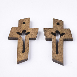 Pendentifs en bois de pâques, teinte, croix, chameau, 35x21.5x4.5mm, Trou: 2mm