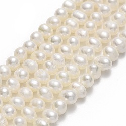 Brins de perles de culture d'eau douce naturelles, pomme de terre, beige, 4~6x5~7x5~6mm, Trou: 0.7mm, Environ 67~71 pcs/chapelet, 13.58~14.25 pouce (34.5~36.2 cm)