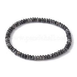 Эластичные браслеты из натурального черного лабрадорита с бусинами рондель, внутренний диаметр: 2 дюйм (5.15 см)