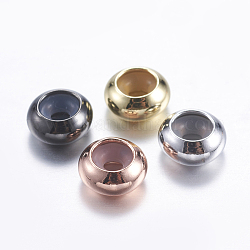 Perles en laiton, avec caoutchouc à l'intérieur, perles de curseur, perles de bouchage, rondelle, couleur mixte, 6x3mm, Trou: 2mm