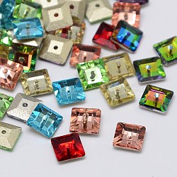 K9 perles de verre strass, facette, carrée, couleur mixte, 6x6x2mm, Trou: 0.8mm