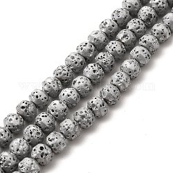 Fili di perle di roccia lavica naturale elettrodeposta, bicono, Argento Placcato, 4x5mm, Foro: 0.8 mm, circa 89~90pcs/filo, 15.35~15.55 pollice (39~39.5 cm)