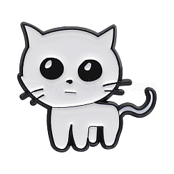 Distintivo del gatto dei cartoni animati, squisita spilla in lega animale, versatili spille smaltate con fibbia per sciarpa, fumo bianco, 26x24mm