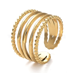Placcatura ionica (ip) 304 anelli in acciaio inossidabile, anello del polsino aperto, anello a fascia larga cavo per le donne, vero placcato oro 18k, misura degli stati uniti 7 (17.3mm), 7~13.5mm