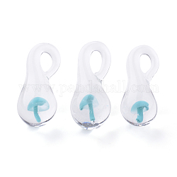 Handgefertigte Murano Glas-Anhänger, Pyrex, Pilz, Himmelblau, 21~25x9~10 mm, Bohrung: 3~4 mm
