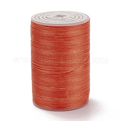 Runde gewachste Polyesterfadenschnur, Mikro-Makramee-Schnur, verdrillte Schnur, zum Nähen von Leder, orange rot, 0.3~0.4 mm, ca. 174.98 Yard (160m)/Rolle