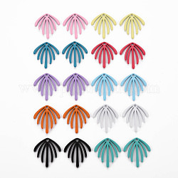Spray Painted Alloy Pendants, Cadmium Free & Lead Free, Fan, Mixed Color, 22x20x1.5mm, Hole: 1.8mm