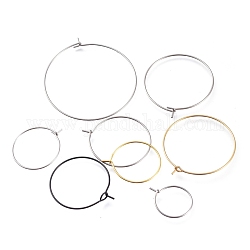 Surgical Stainless Steel Wine Glass Charms Rings, Hoop Earring Findings, Mixed Style, Mixed Color, 19~44x15~40x0.8mm