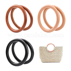 Superfindings 6 pz 3 colori manici per borse in legno, accessori per la sostituzione della borsa, anello rotondo, colore misto, 10.6~10.7x1.2cm, diametro interno: 8.1~8.2 cm, 2 pz / colore