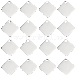 DICOSMETIC 40Pcs 304 Stainless Steel Charms, Rhombus, Stainless Steel Color, 10x1.1mm